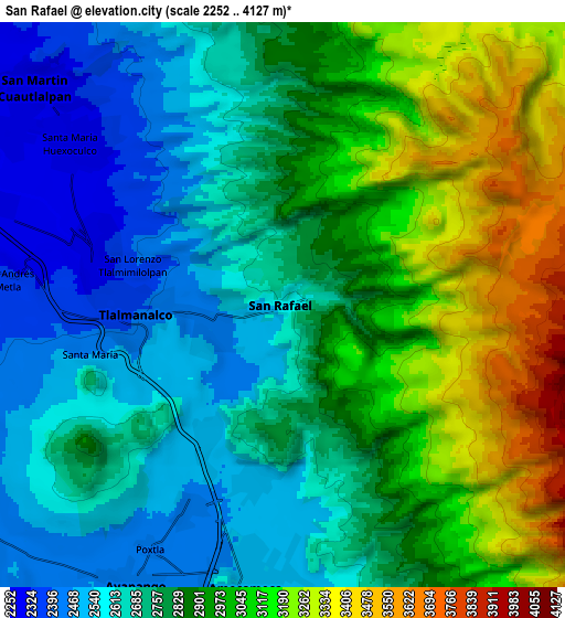 Zoom OUT 2x San Rafael, Mexico elevation map