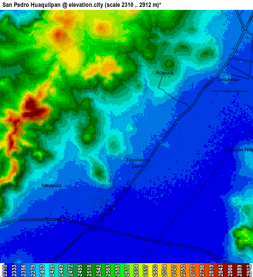 Zoom OUT 2x San Pedro Huaquilpan, Mexico elevation map