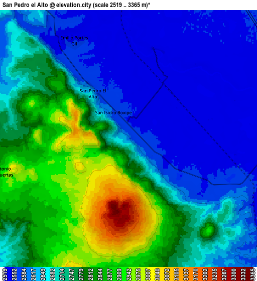 Zoom OUT 2x San Pedro el Alto, Mexico elevation map