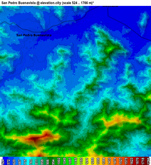 Zoom OUT 2x San Pedro Buenavista, Mexico elevation map