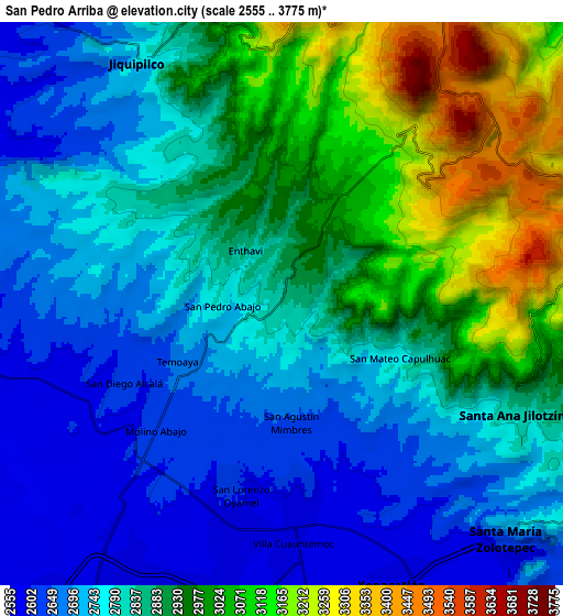 Zoom OUT 2x San Pedro Arriba, Mexico elevation map