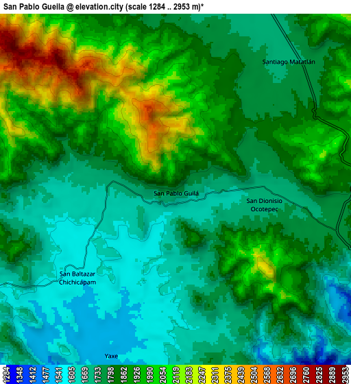Zoom OUT 2x San Pablo Güilá, Mexico elevation map