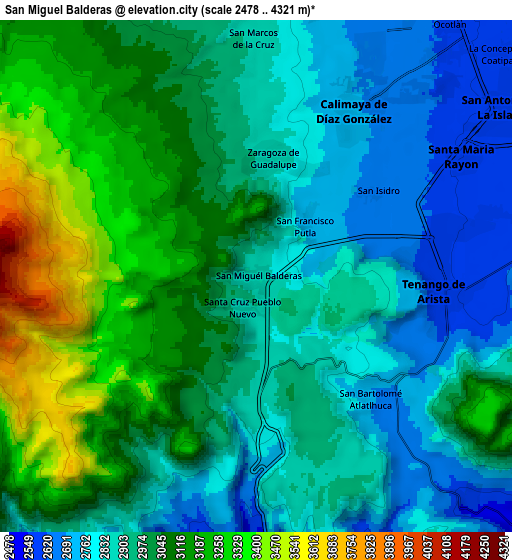 Zoom OUT 2x San Miguel Balderas, Mexico elevation map