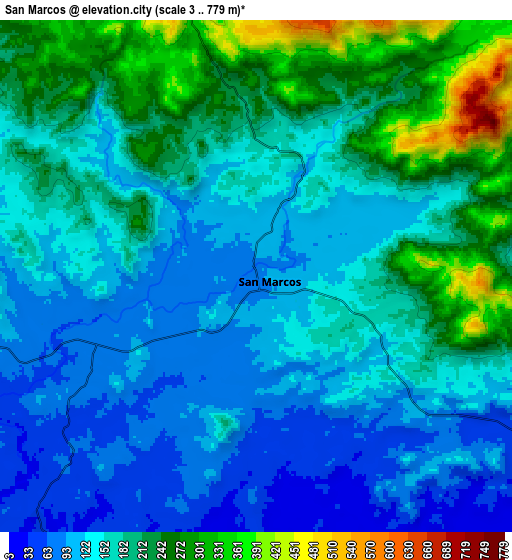 Zoom OUT 2x San Marcos, Mexico elevation map