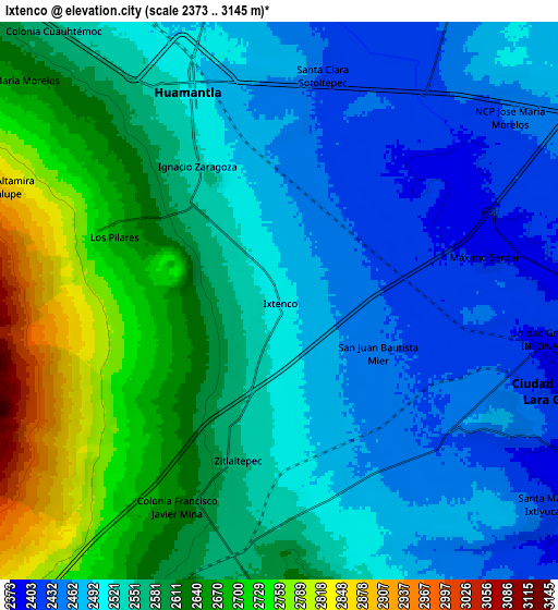 Zoom OUT 2x Ixtenco, Mexico elevation map