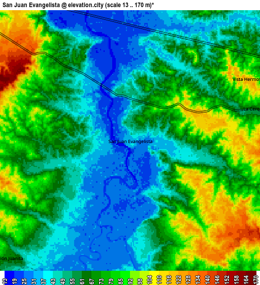 Zoom OUT 2x San Juan Evangelista, Mexico elevation map