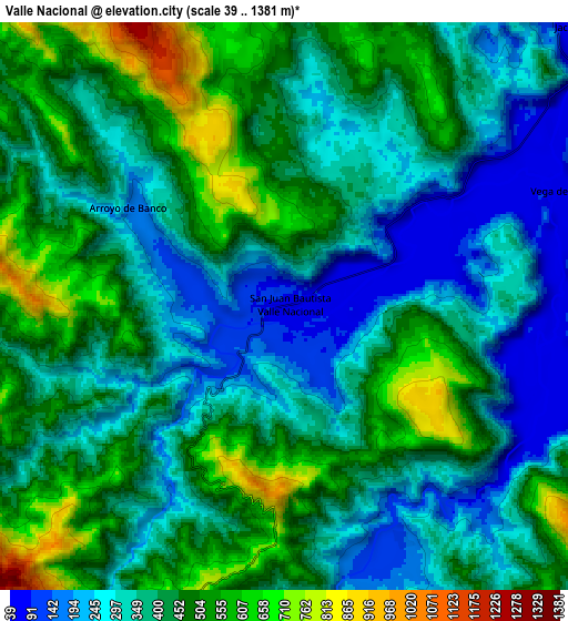 Zoom OUT 2x Valle Nacional, Mexico elevation map