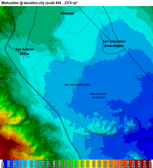 Zoom OUT 2x Miahuatlán, Mexico elevation map