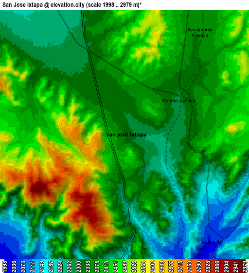 Zoom OUT 2x San José Ixtapa, Mexico elevation map