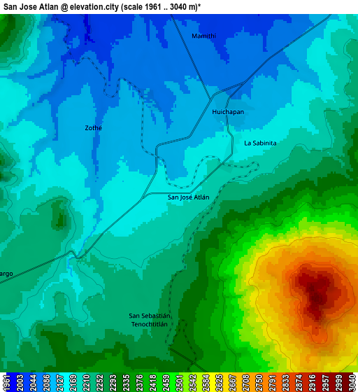 Zoom OUT 2x San José Atlán, Mexico elevation map