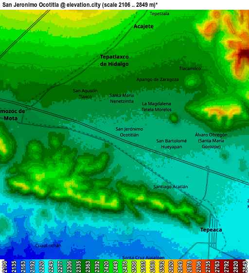 Zoom OUT 2x San Jerónimo Ocotitla, Mexico elevation map