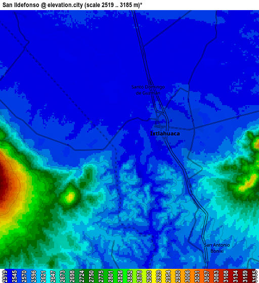 Zoom OUT 2x San Ildefonso, Mexico elevation map