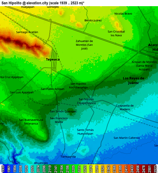 Zoom OUT 2x San Hipólito, Mexico elevation map