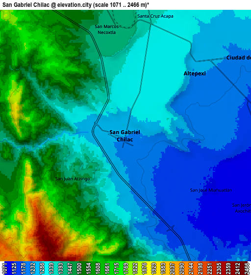 Zoom OUT 2x San Gabriel Chilac, Mexico elevation map