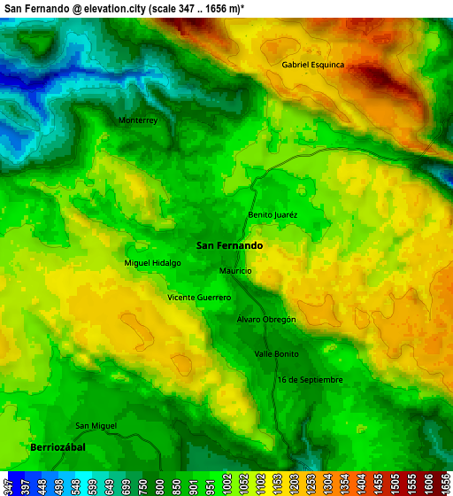 Zoom OUT 2x San Fernando, Mexico elevation map