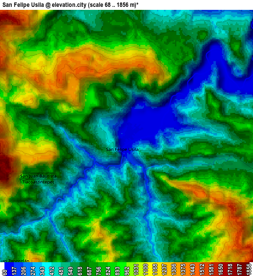 Zoom OUT 2x San Felipe Usila, Mexico elevation map