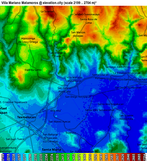 Zoom OUT 2x Villa Mariano Matamoros, Mexico elevation map