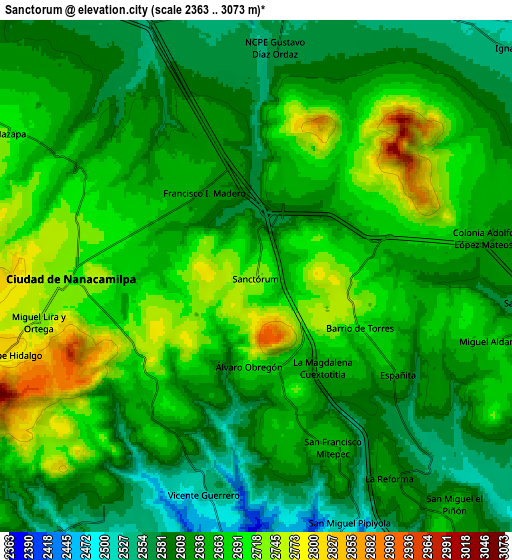 Zoom OUT 2x Sanctórum, Mexico elevation map