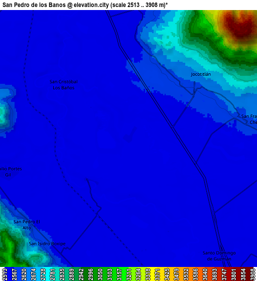 Zoom OUT 2x San Pedro de los Baños, Mexico elevation map