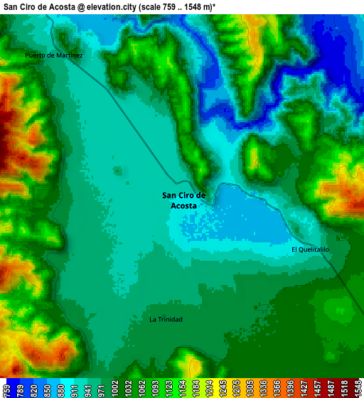 Zoom OUT 2x San Ciro de Acosta, Mexico elevation map