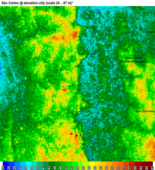 Zoom OUT 2x San Carlos, Mexico elevation map