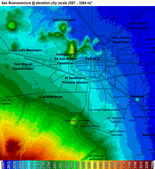 Zoom OUT 2x San Buenaventura, Mexico elevation map