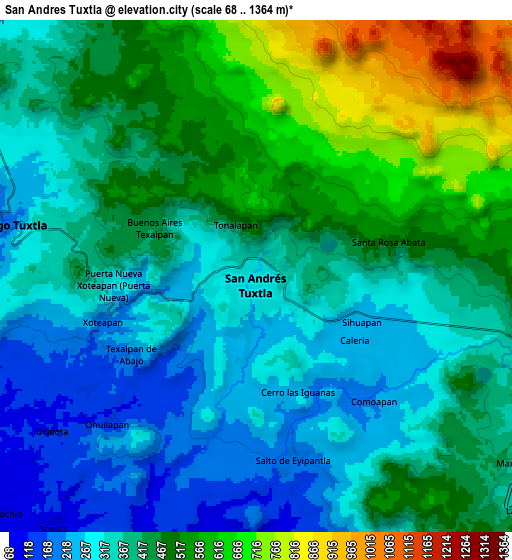 Zoom OUT 2x San Andrés Tuxtla, Mexico elevation map