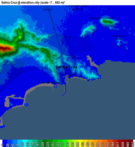 Zoom OUT 2x Salina Cruz, Mexico elevation map