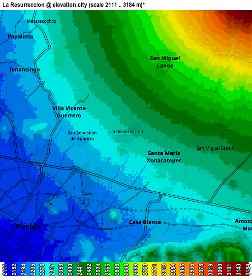 Zoom OUT 2x La Resurrección, Mexico elevation map