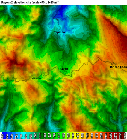 Zoom OUT 2x Rayón, Mexico elevation map