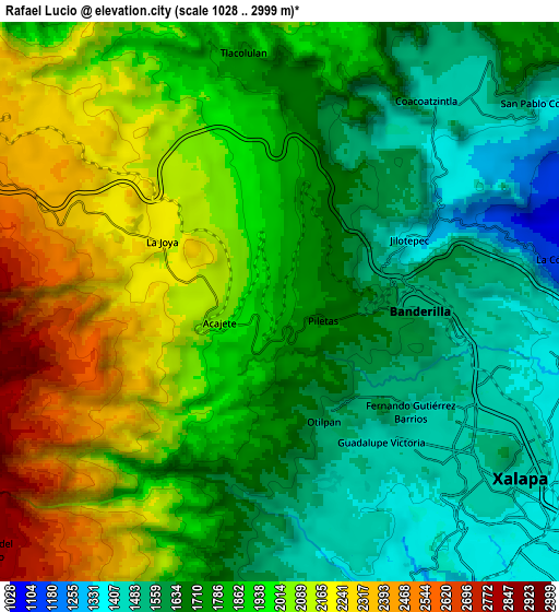 Zoom OUT 2x Rafael Lucio, Mexico elevation map