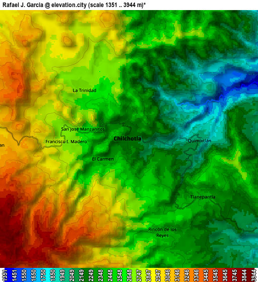 Zoom OUT 2x Rafael J. García, Mexico elevation map