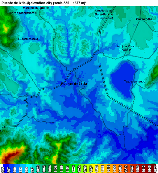 Zoom OUT 2x Puente de Ixtla, Mexico elevation map