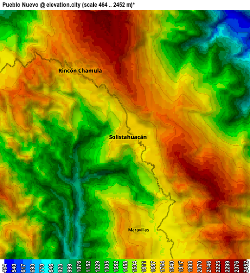 Zoom OUT 2x Pueblo Nuevo, Mexico elevation map