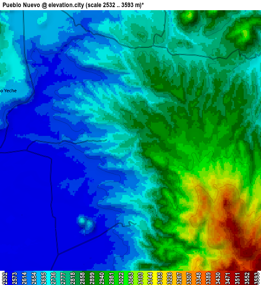 Zoom OUT 2x Pueblo Nuevo, Mexico elevation map