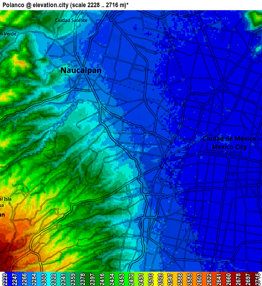 Zoom OUT 2x Polanco, Mexico elevation map
