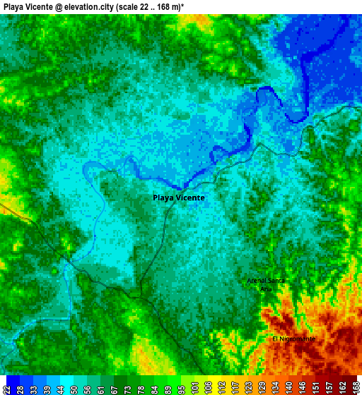 Zoom OUT 2x Playa Vicente, Mexico elevation map