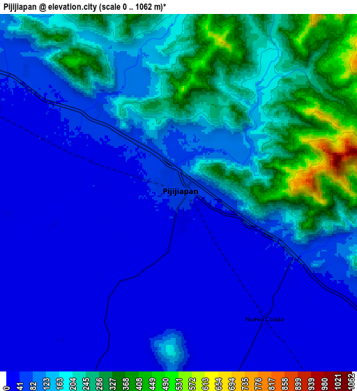 Zoom OUT 2x Pijijiapan, Mexico elevation map