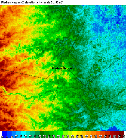 Zoom OUT 2x Piedras Negras, Mexico elevation map