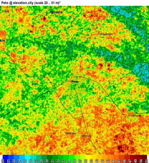 Zoom OUT 2x Peto, Mexico elevation map