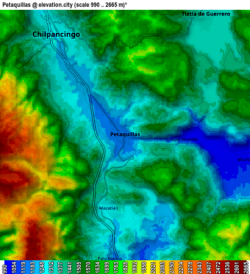 Zoom OUT 2x Petaquillas, Mexico elevation map