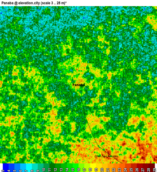 Zoom OUT 2x Panabá, Mexico elevation map