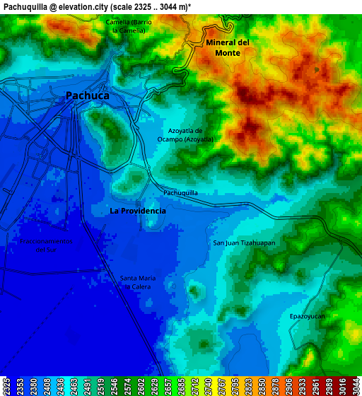 Zoom OUT 2x Pachuquilla, Mexico elevation map