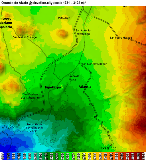 Zoom OUT 2x Ozumba de Alzate, Mexico elevation map