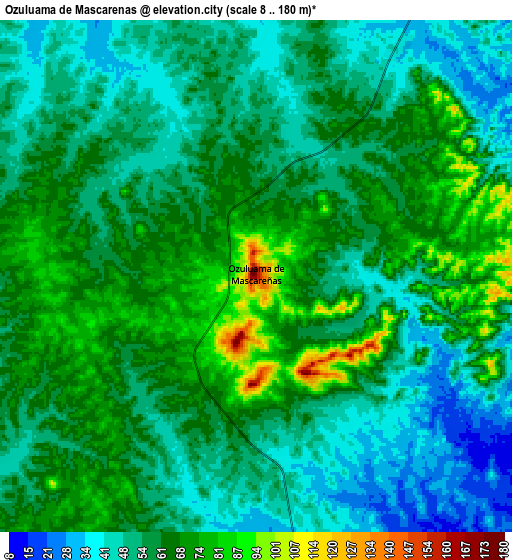 Zoom OUT 2x Ozuluama de Mascareñas, Mexico elevation map