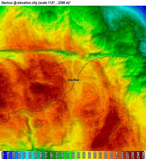 Zoom OUT 2x Oxchuc, Mexico elevation map