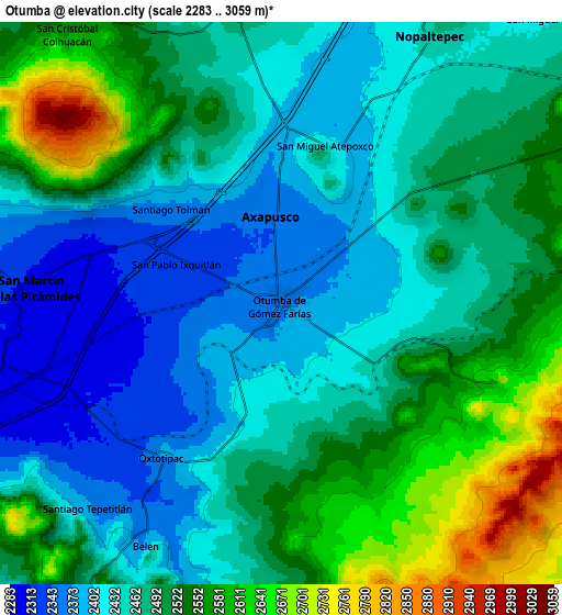 Zoom OUT 2x Otumba, Mexico elevation map