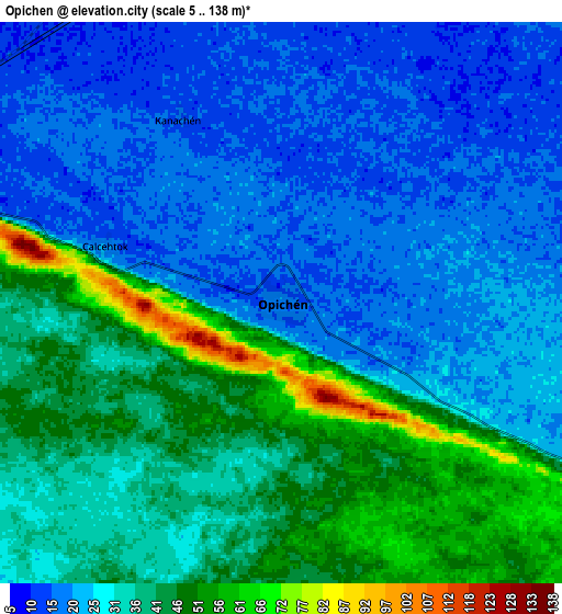 Zoom OUT 2x Opichen, Mexico elevation map