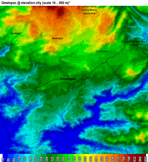 Zoom OUT 2x Ometepec, Mexico elevation map