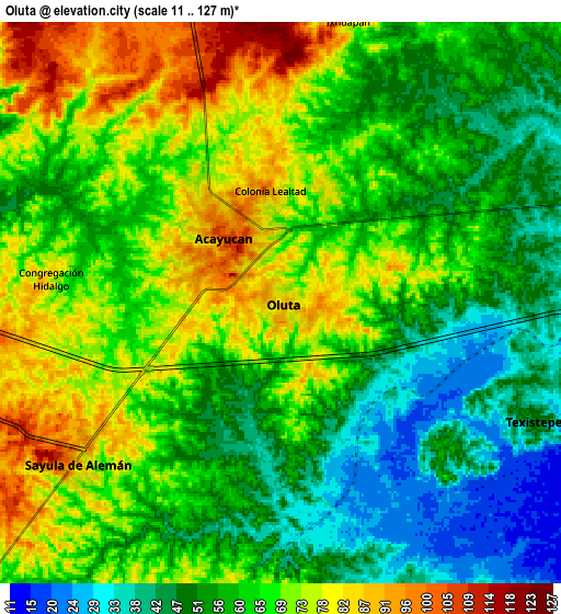 Zoom OUT 2x Oluta, Mexico elevation map